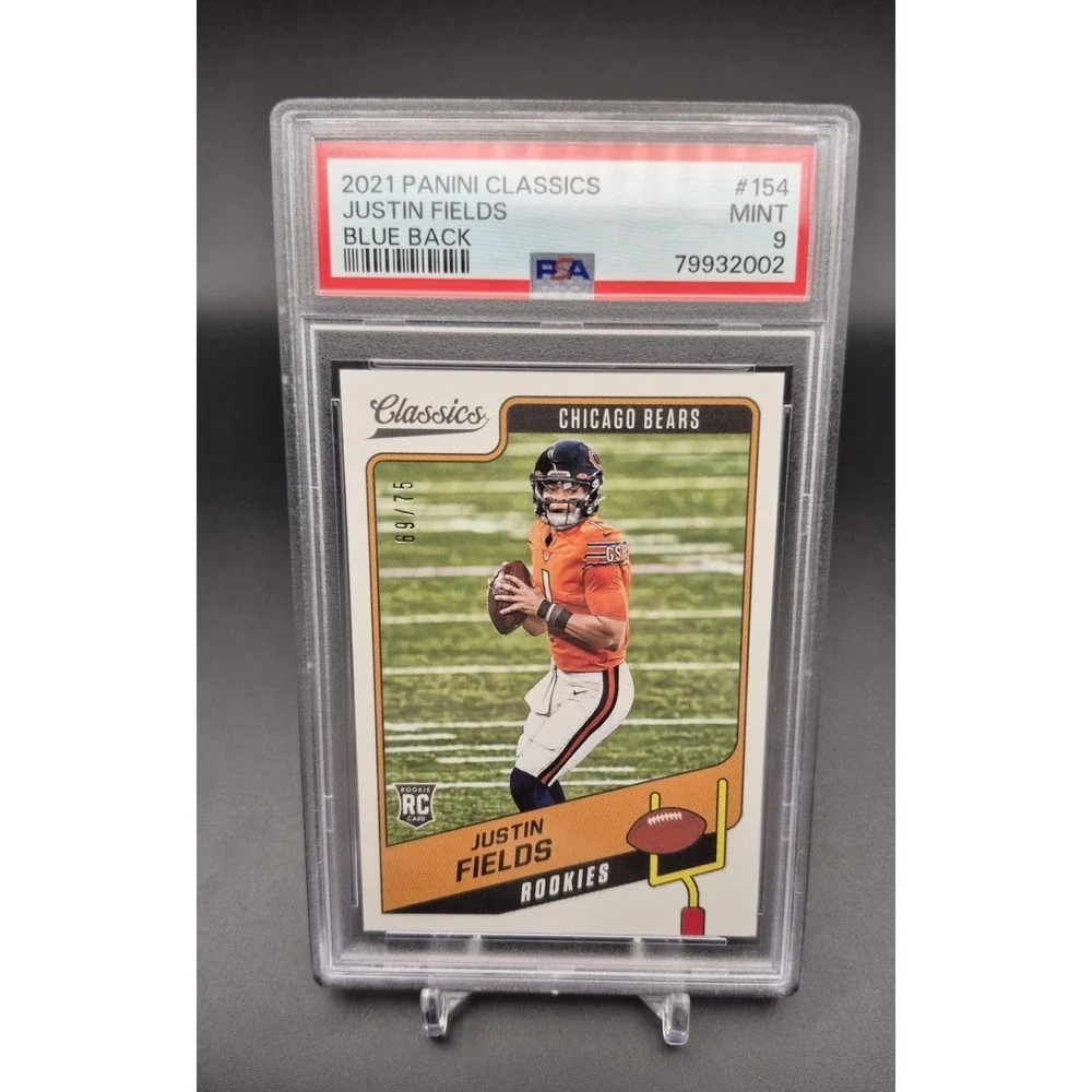 2021 Panini Classics Justin Fields #154 Rookie Blue Back /75 PSA 9  Jets Bears